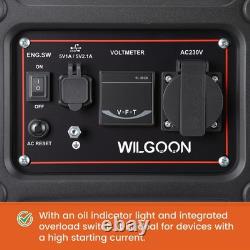 Générateur Inverter à Essence Portable Silencieux 2000W Valise 4 Temps pour Camping et Camping-Car