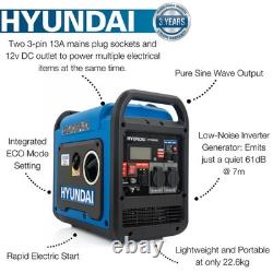 Générateur Inverter à essence Hyundai 2200W / 2.2kW, Démarrage électrique HY2250SEi