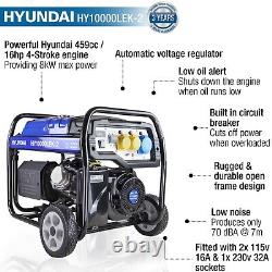 Générateur à essence Hyundai 8kW / 10kVA Démarrage manuel et électrique Site HY10000LEK-2
