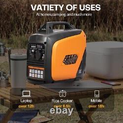 Générateur d'onduleur portable 2000W à essence pour camping, voyage en camping-car et chantiers de travail