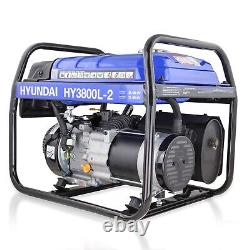 Générateur essence 3,2 kW / 4 kVA Démarrage par lanceur Châssis ouvert Hyundai sur site