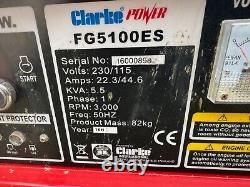 Générateur essence portable Clarke FG5100ES 5,5KVA avec démarrage électrique 230v / 115v