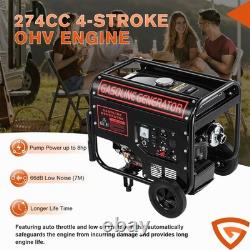 Générateur portable à essence 5000w avec roues, rampe de main, démarrage électrique, 274cc, 7cv