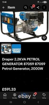 Générateur portable à essence, Draper Expert 2,2 kVA, 2000 W