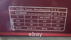 Générateur portable à essence Honda EX3600 avec moteur GX270 de 3,6 kW, 110v / 230v