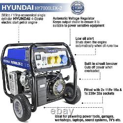 Hyundai 5,5kavec6,8kva Générateur D'essence De Démarrage Électrique/récolte Hy7000lek-2 Graded