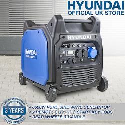 Hyundai Essence Inverter Generator 6600w 6.6kw 8.25kva Démarrage De La Clé À Distance Hy6500sei